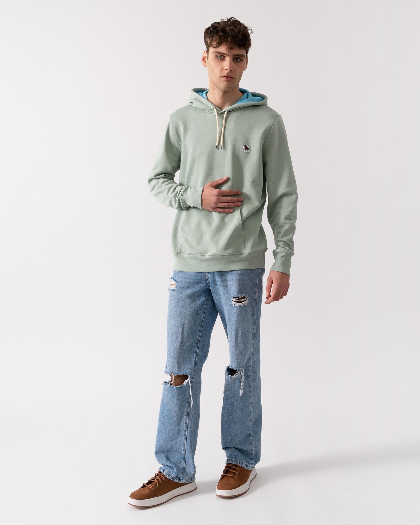PS Paul Smith Mens Regular Fit Pullover Zebra Hoodie - 30B Pastel Green