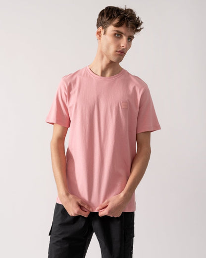 BOSS Orange Tales Mens Cotton-Jersey T-shirt With Logo Patch - Open Pink 694