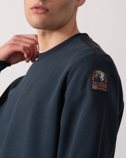 Parajumpers K2 Mens Crew Neck Sweatshirt with Logo Patch - Blue Navy 0316