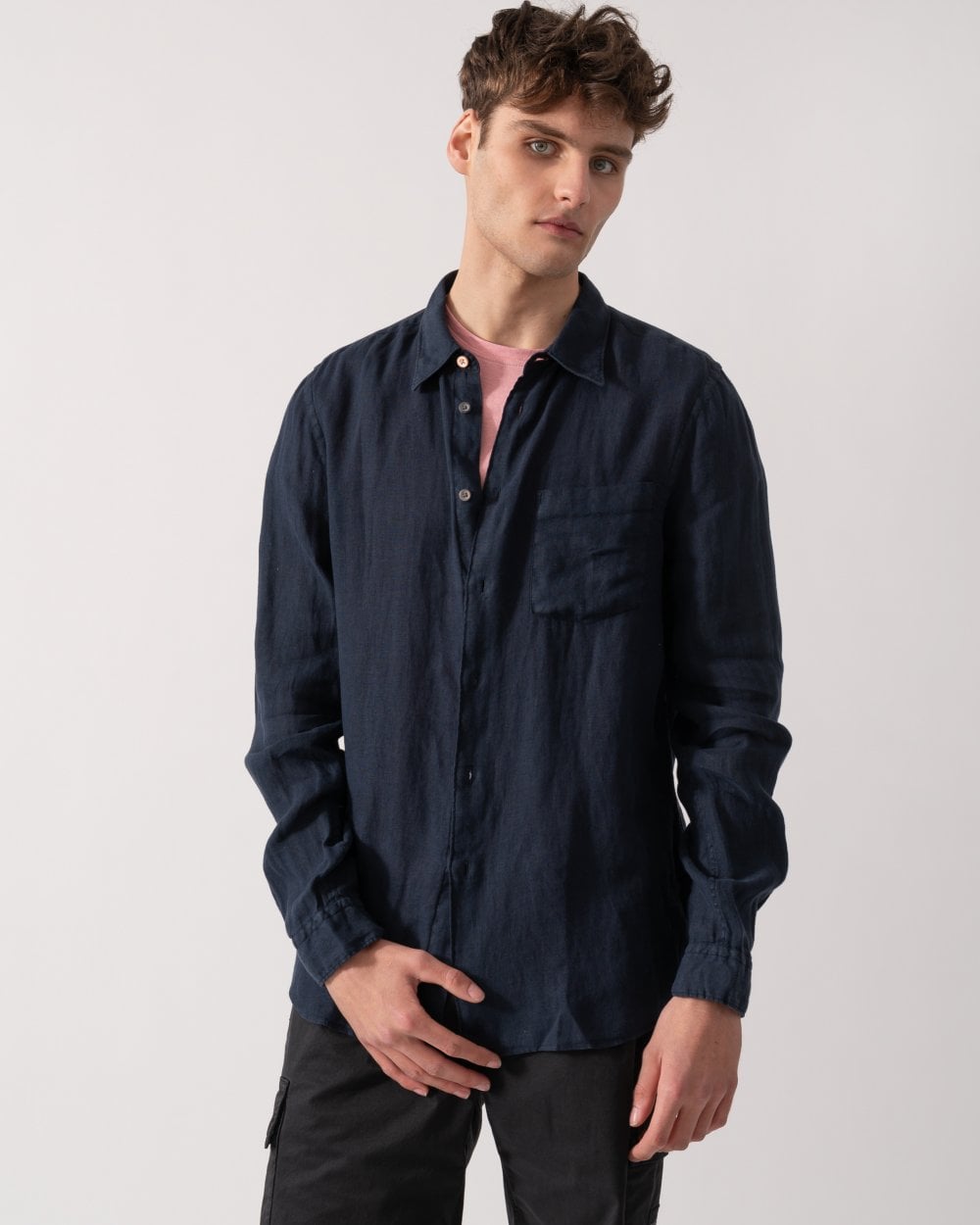 PS Paul Smith Mens Long Sleeve Tailored  Fit T-Shirt - 49 Very Dark Navy