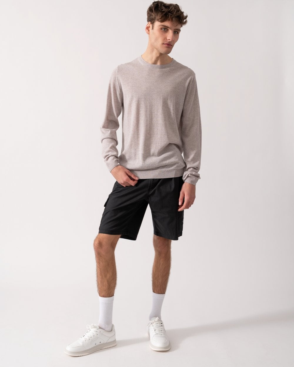 Oliver Sweeney Camber Mens Crew Neck Jumper - Pebble