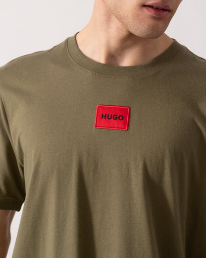 HUGO Diragolino212 Label Logo Mens T-Shirt - Open Green 389