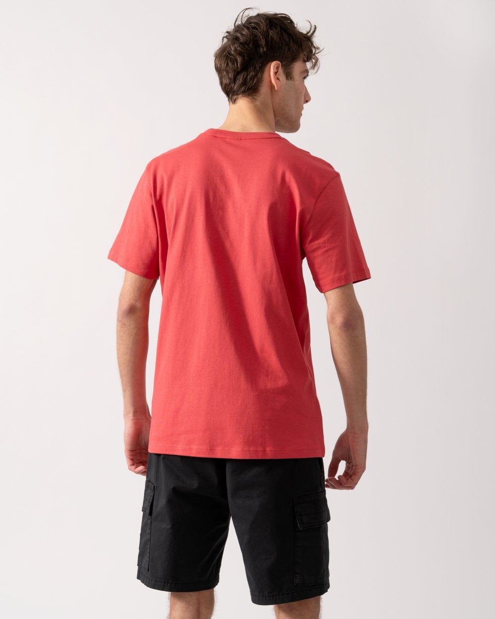 BOSS Orange Tales Mens Cotton-Jersey T-shirt With Logo Patch - Open Red 645