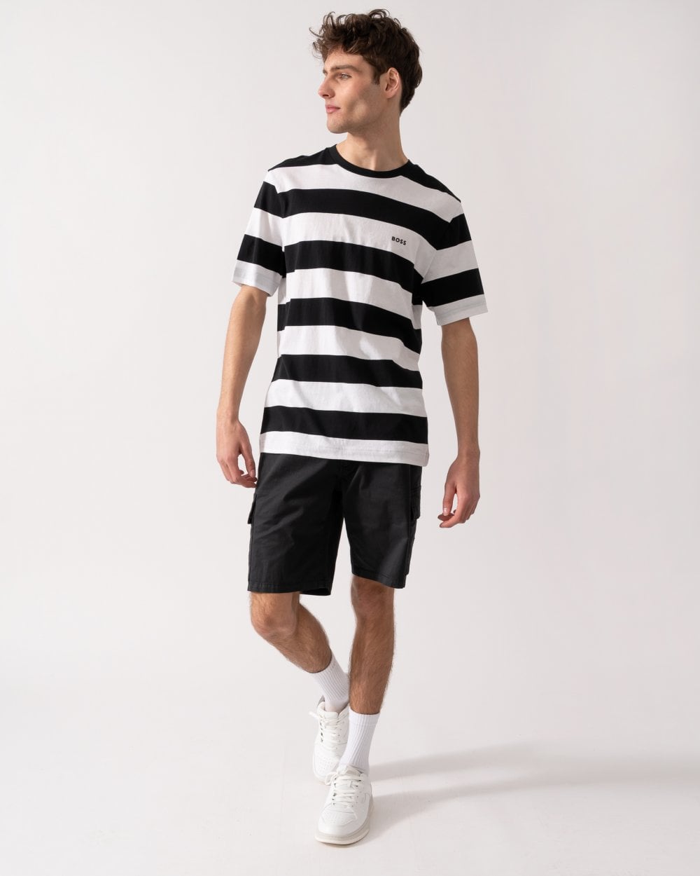 BOSS Orange Tales Stripe Mens T-Shirt - Black 001