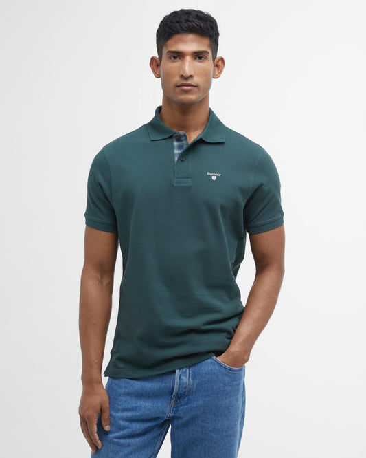 Barbour Tartan Pique Mens Polo S/S 25 - Green Gables - CHO - Designer Mens Short Sleeve Polo Shirts