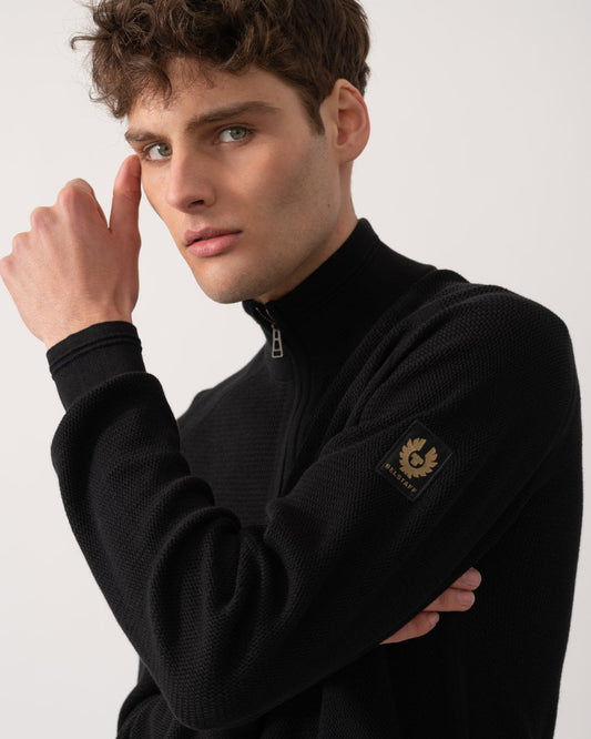 Belstaff Guide Mens Quarter Zip Jumper - Black