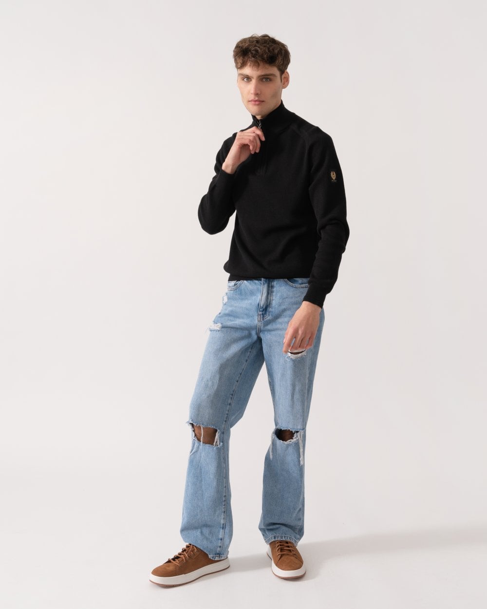 Belstaff Guide Mens Quarter Zip Jumper - Black