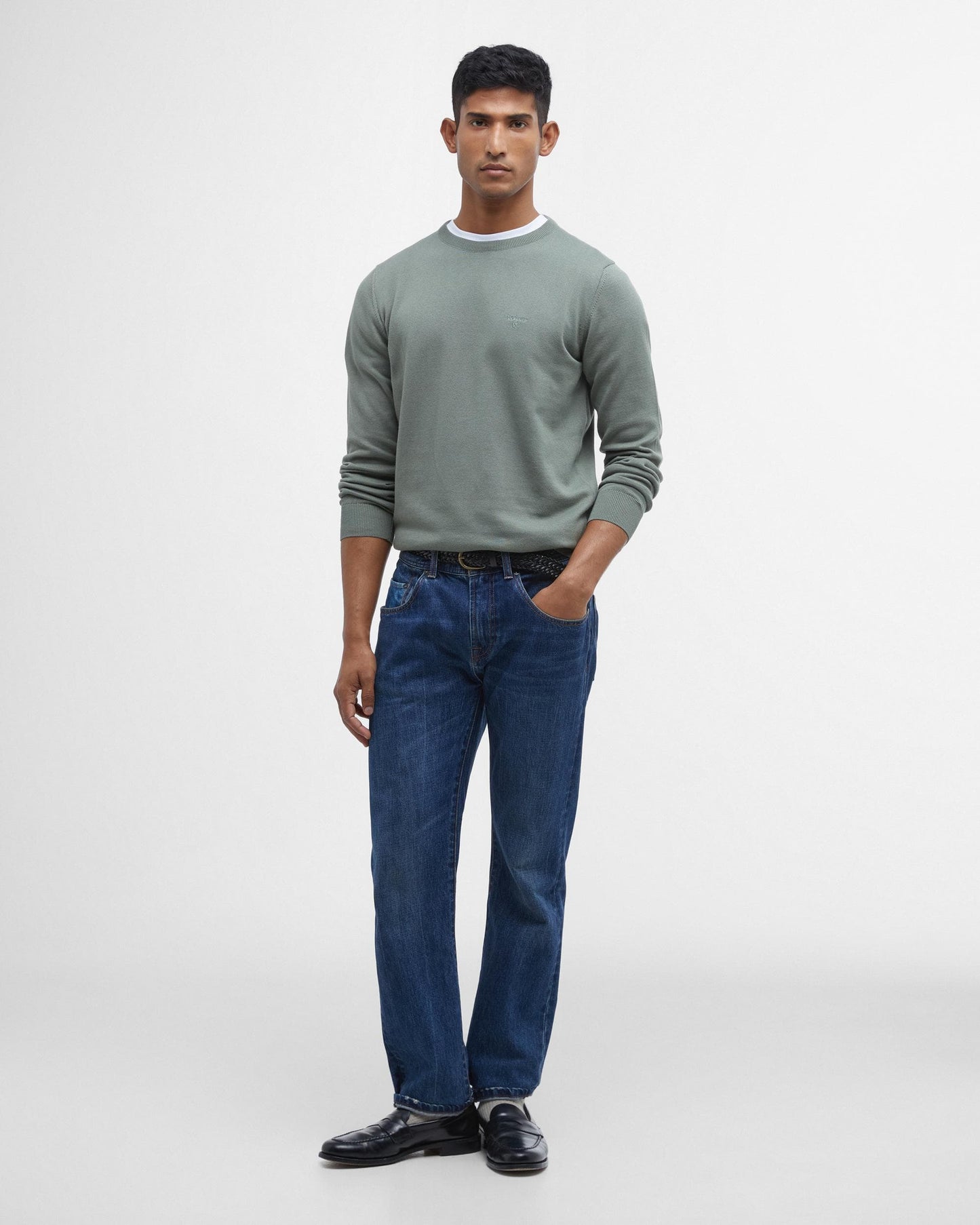 Barbour Pima Cotton Mens Crew Sweatshirt - Agave Green