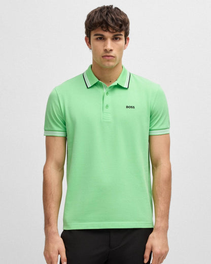 BOSS Green Paddy Contrast Mens Polo - Medium Green 319