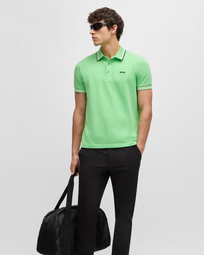 BOSS Green Paddy Contrast Mens Polo - Medium Green 319