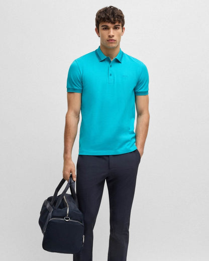 BOSS Green Paddy Contrast Mens Polo - Light/Pastel Blue 458