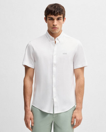 BOSS Green B Motion Mens Short Sleeve Shirt - White 100