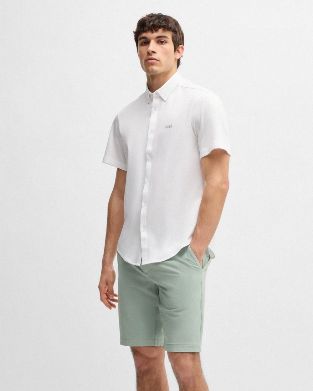 BOSS Green B Motion Mens Short Sleeve Shirt - White 100