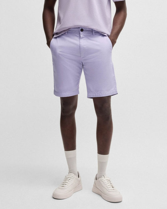 BOSS Orange Mens Slim Fit Chino Shorts in Stretch Cotton Twill - Open Purple 549
