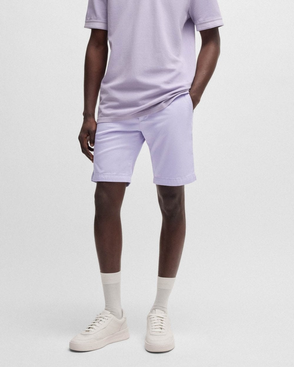 BOSS Orange Mens Slim Fit Chino Shorts in Stretch Cotton Twill - Open Purple 549