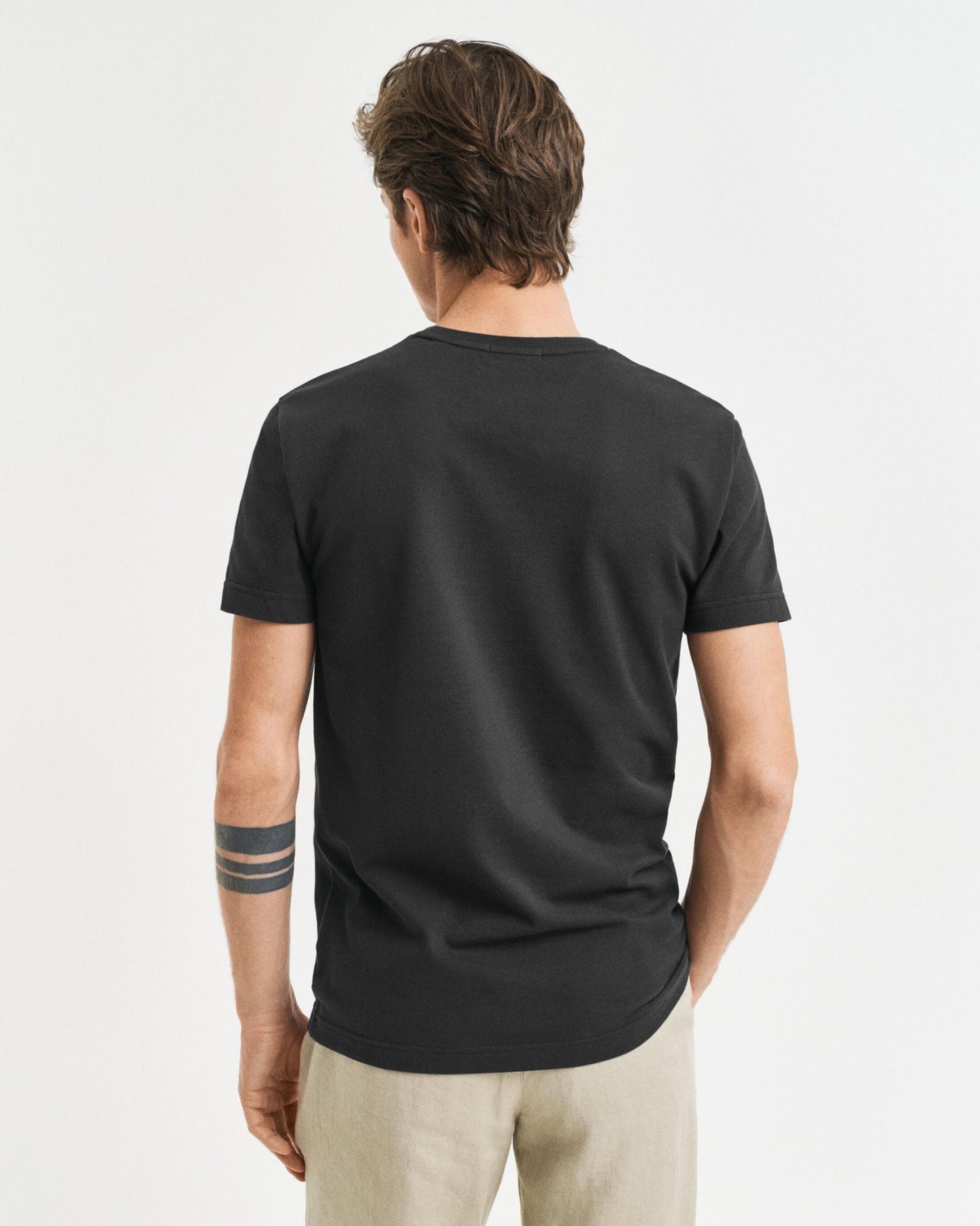 GANT Mens Slim Pique Short Sleeve T-Shirt - 5 Black