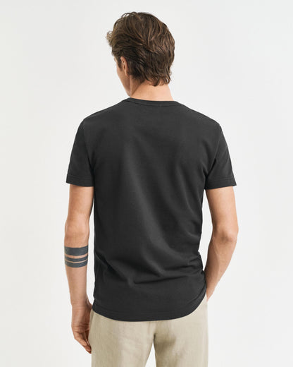 GANT Mens Slim Pique Short Sleeve T-Shirt - 5 Black