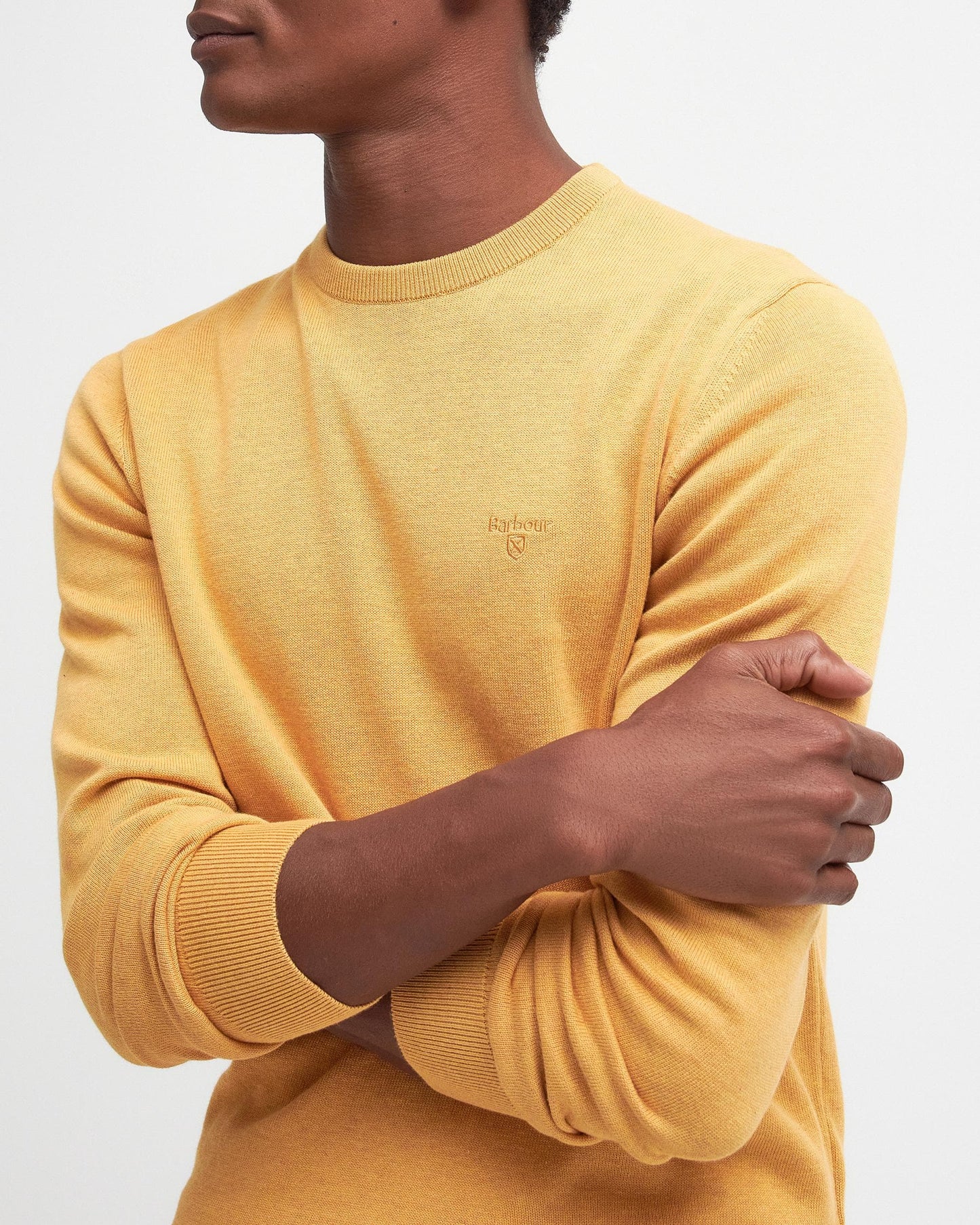 Barbour Pima Cotton Mens Crew Sweatshirt - Honey Gold