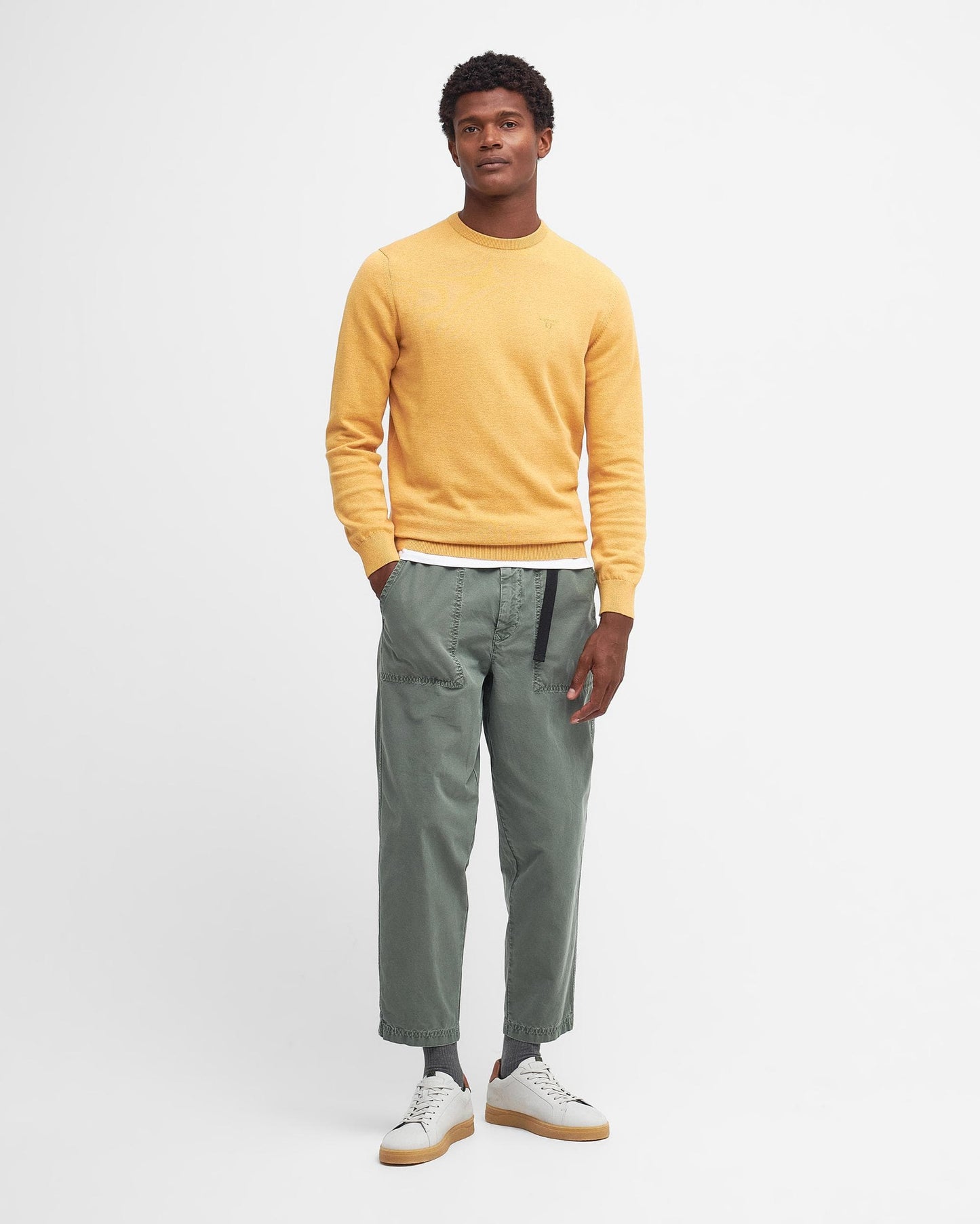 Barbour Pima Cotton Mens Crew Sweatshirt - Honey Gold
