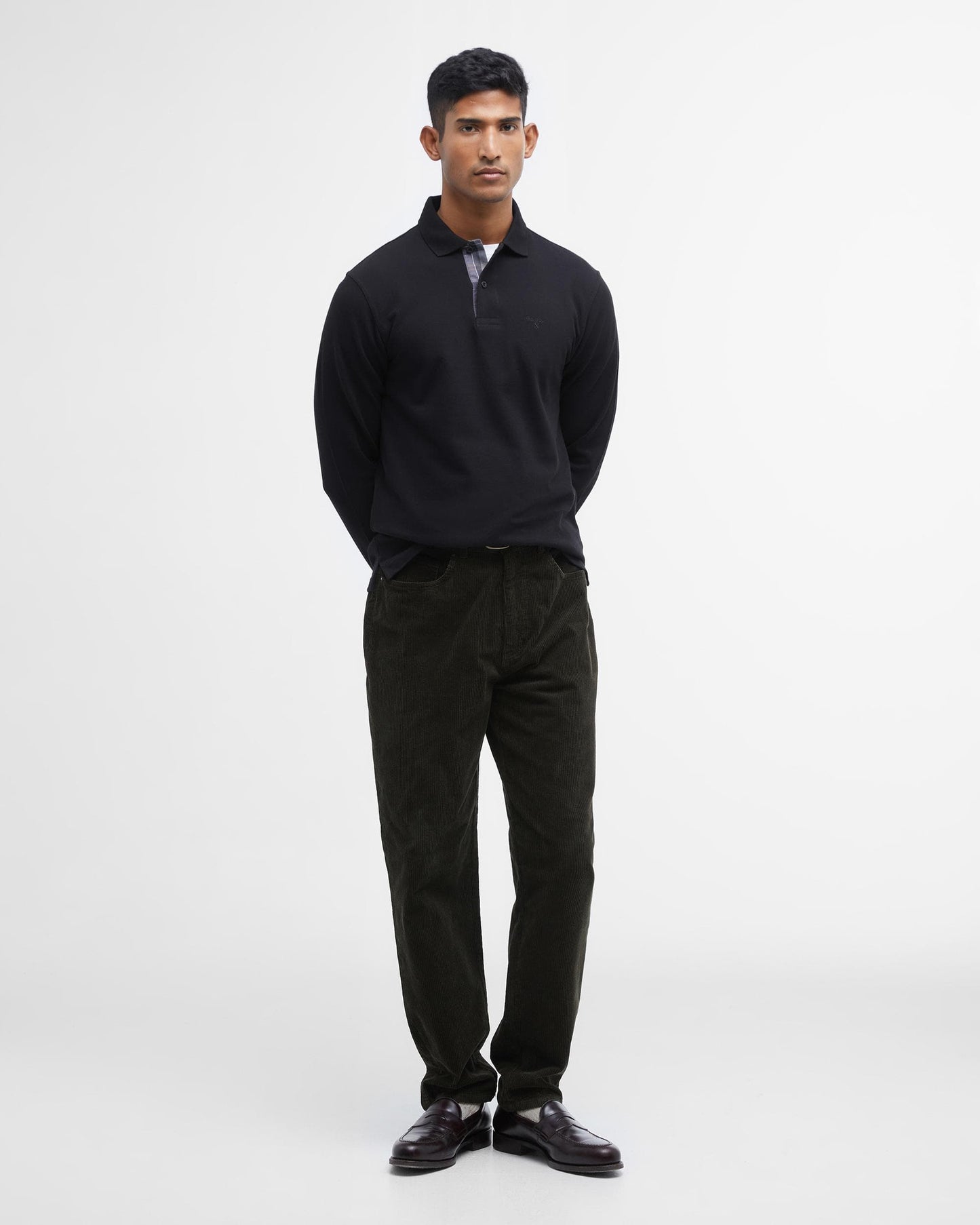 Barbour Sports Mens Long Sleeve Polo Shirt - Black