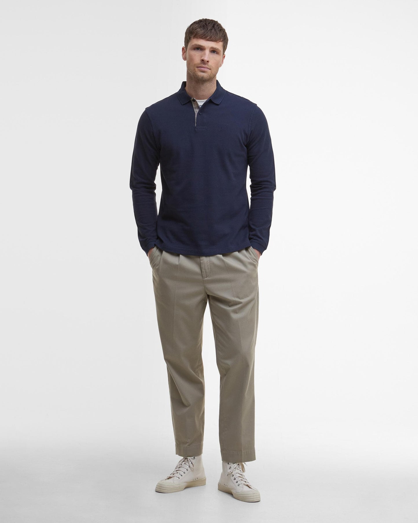 Barbour Sports Mens Long Sleeve Polo Shirt - Navy