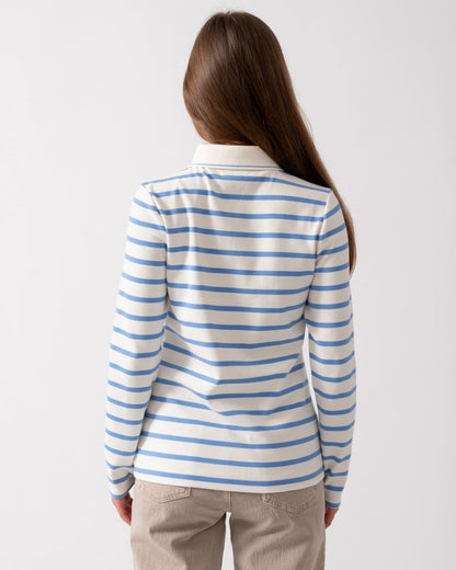 Joules Fairfield Womens Ribbed Polo 224303 - Cream/Blue