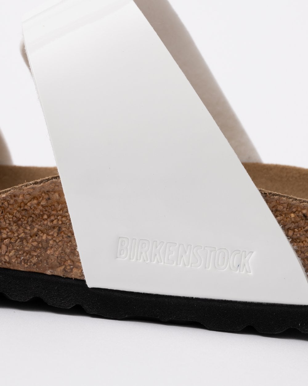 Birkenstock Sydney Cushion Big Buckle Womens Birko-Flor Patent Sandals - Patent White