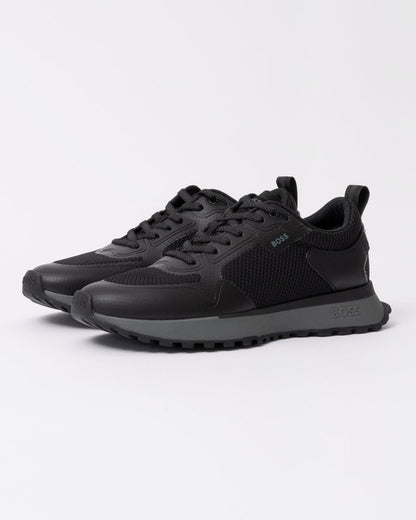 BOSS Orange Jonah Mixed-Material Trainers with Mesh Details and Branding - Black 005