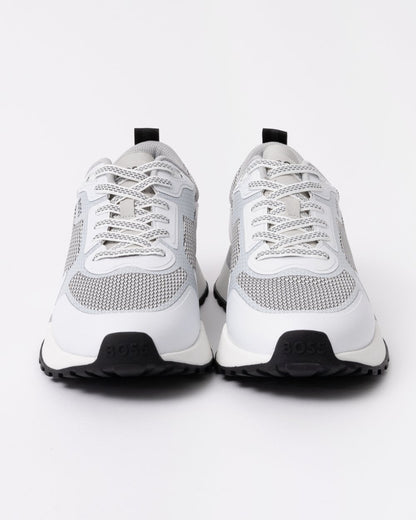 BOSS Orange Jonah Mixed-Material Trainers with Mesh Details and Branding - Open White 120