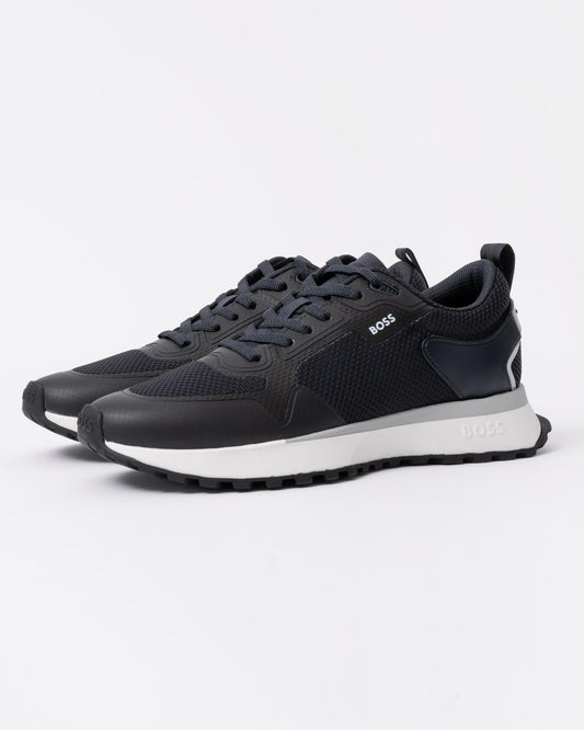 BOSS Orange Jonah Mixed-Material Trainers with Mesh Details and Branding - Dark Blue 406