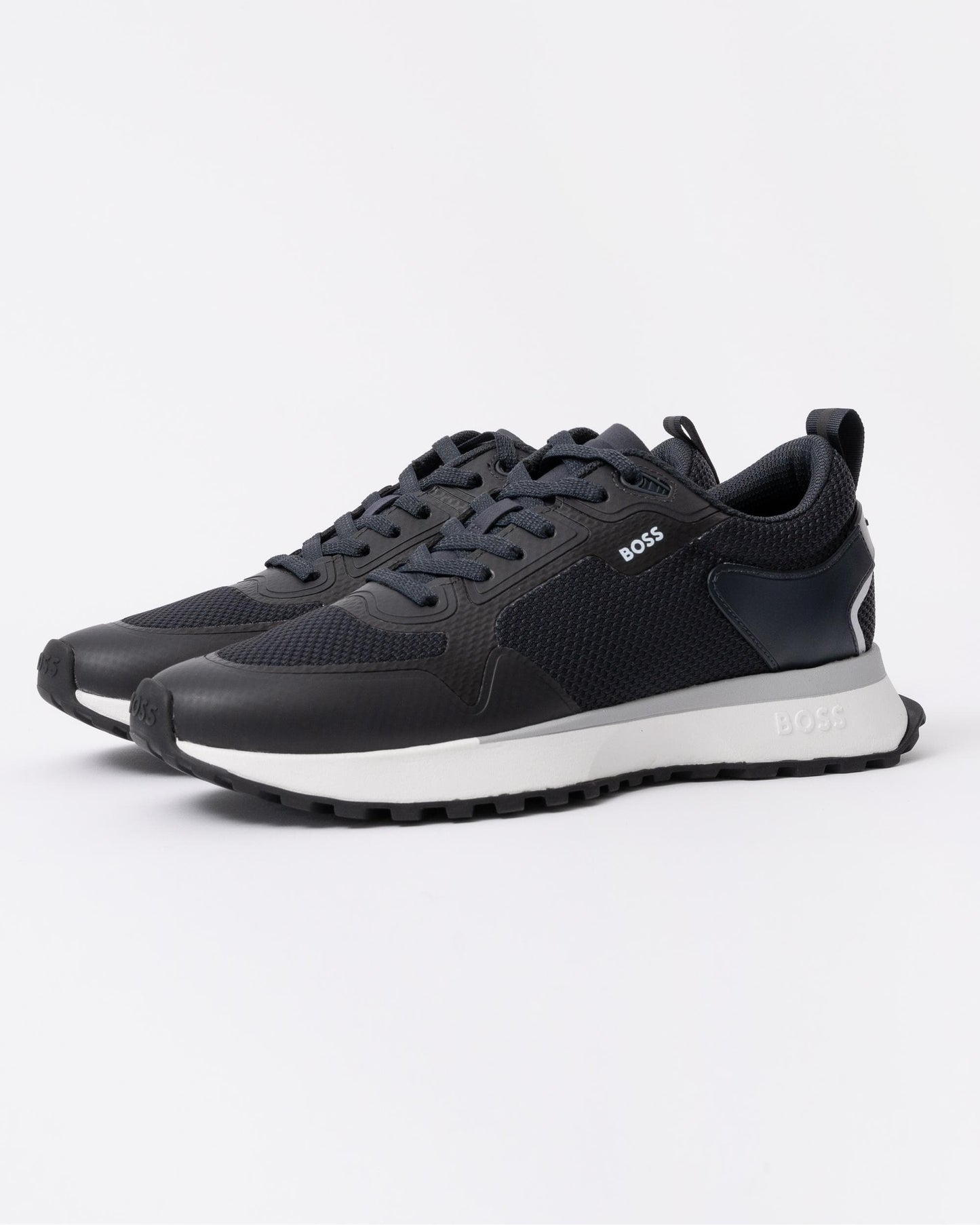 BOSS Orange Jonah Mixed-Material Trainers with Mesh Details and Branding