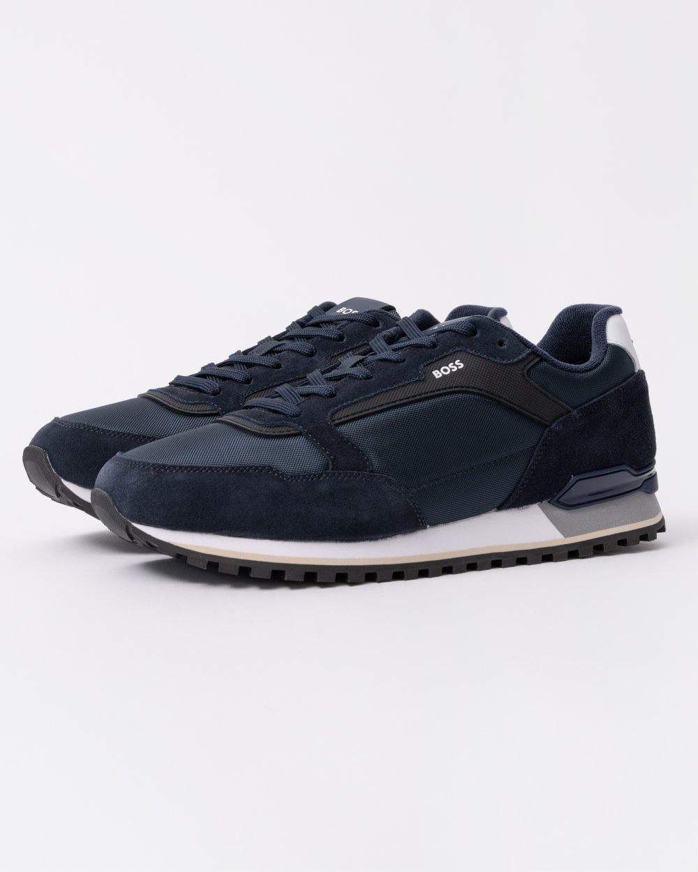BOSS Orange Parkour-L Mens Suede/Mesh Trainers - Dark Blue 404