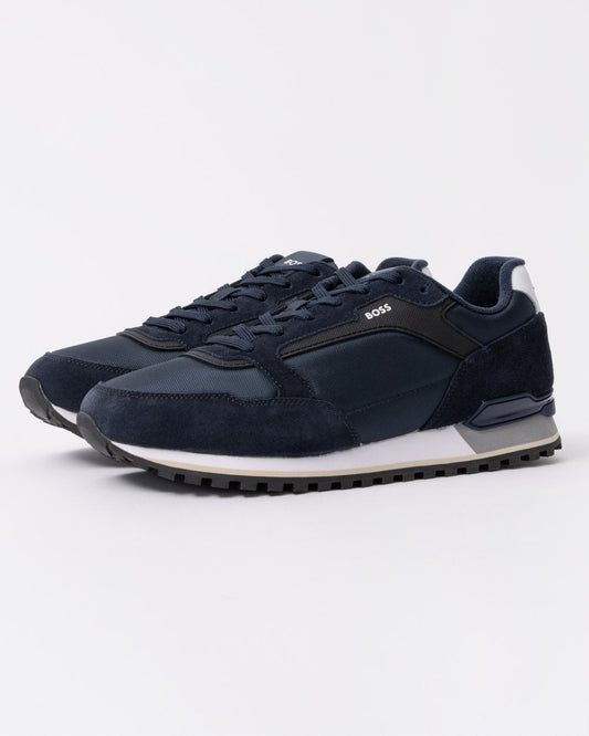 BOSS Orange Parkour-L Mens Suede/Mesh Trainers - Dark Blue 404