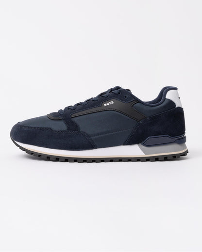 BOSS Orange Parkour-L Mens Suede/Mesh Trainers - Dark Blue 404