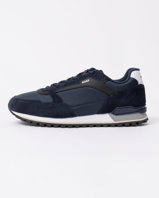 BOSS Orange Parkour-L Mens Suede/Mesh Trainers - Dark Blue 404