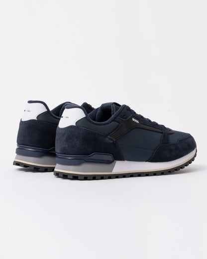 BOSS Orange Parkour-L Mens Suede/Mesh Trainers - Dark Blue 404