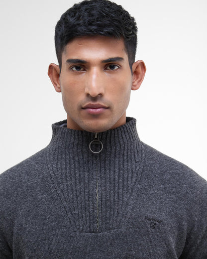 Barbour Essential Lambswool Mens Half-Zip Jumper - Charcoal