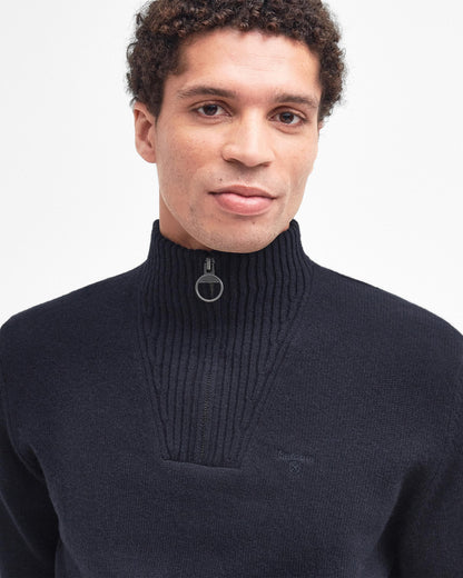 Barbour Essential Lambswool Mens Half-Zip Jumper - Navy