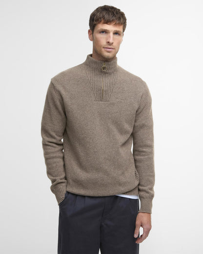 Barbour Essential Lambswool Mens Half-Zip Jumper - Dark Stone
