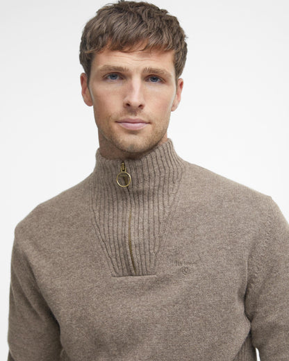 Barbour Essential Lambswool Mens Half-Zip Jumper - Dark Stone