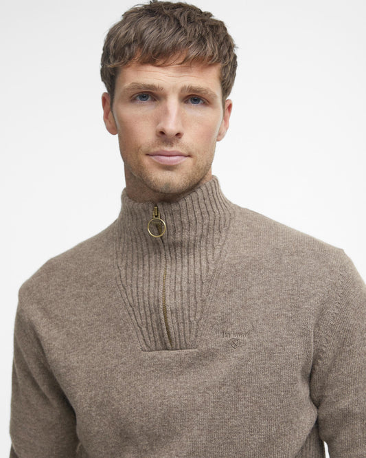 Barbour Essential Lambswool Mens Half-Zip Jumper - Dark Stone