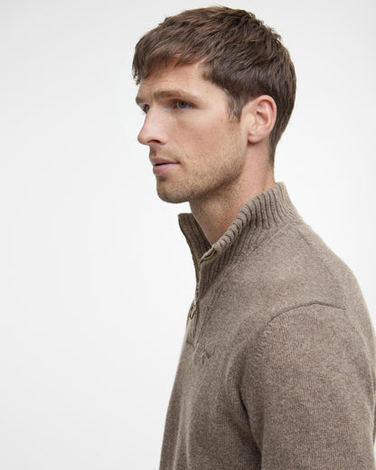 Barbour Essential Lambswool Mens Half-Zip Jumper - Dark Stone