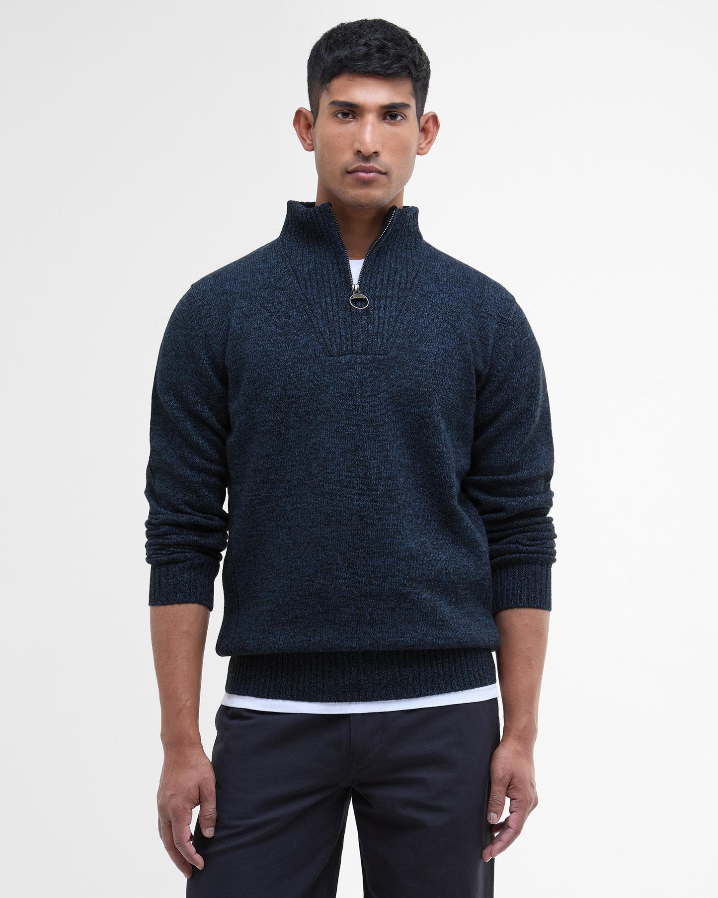 Barbour Essential Lambswool Mens Half-Zip Jumper - Navy Mix