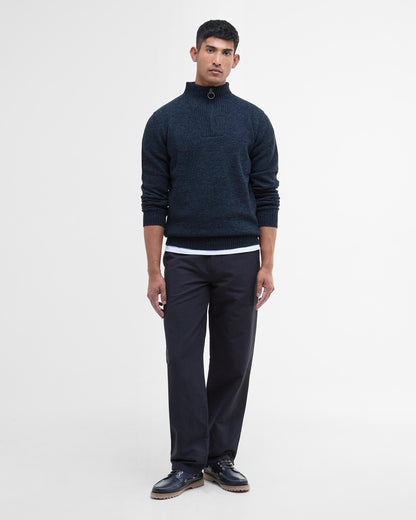 Barbour Essential Lambswool Mens Half-Zip Jumper - Navy Mix