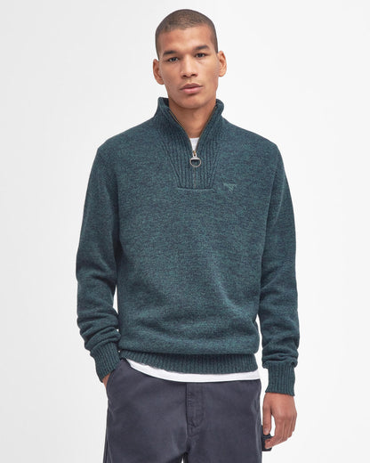 Barbour Essential Lambswool Mens Half-Zip Jumper - Seaweed Mix