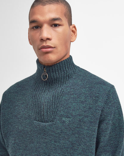 Barbour Essential Lambswool Mens Half-Zip Jumper - Seaweed Mix