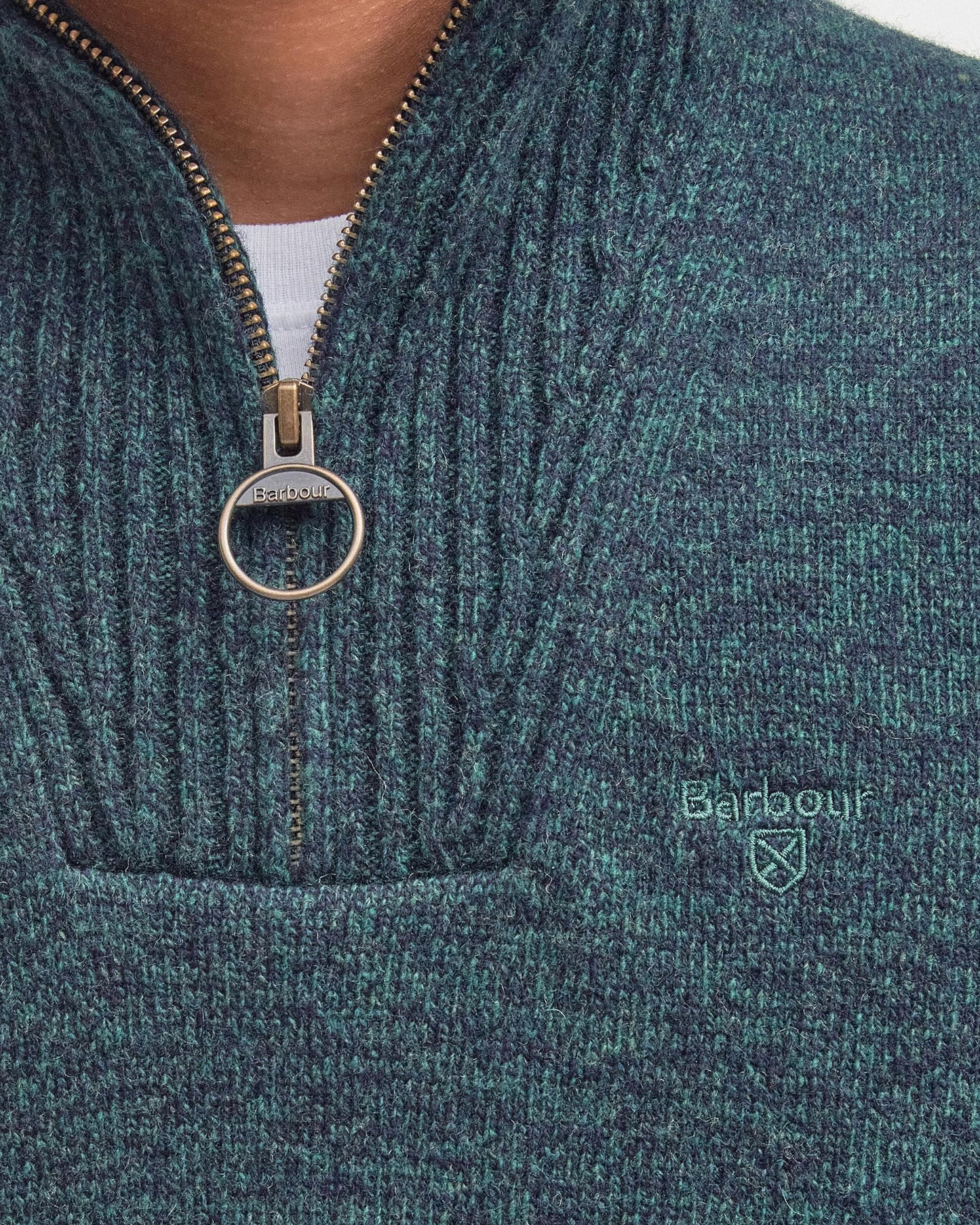 Barbour Essential Lambswool Mens Half-Zip Jumper - Seaweed Mix