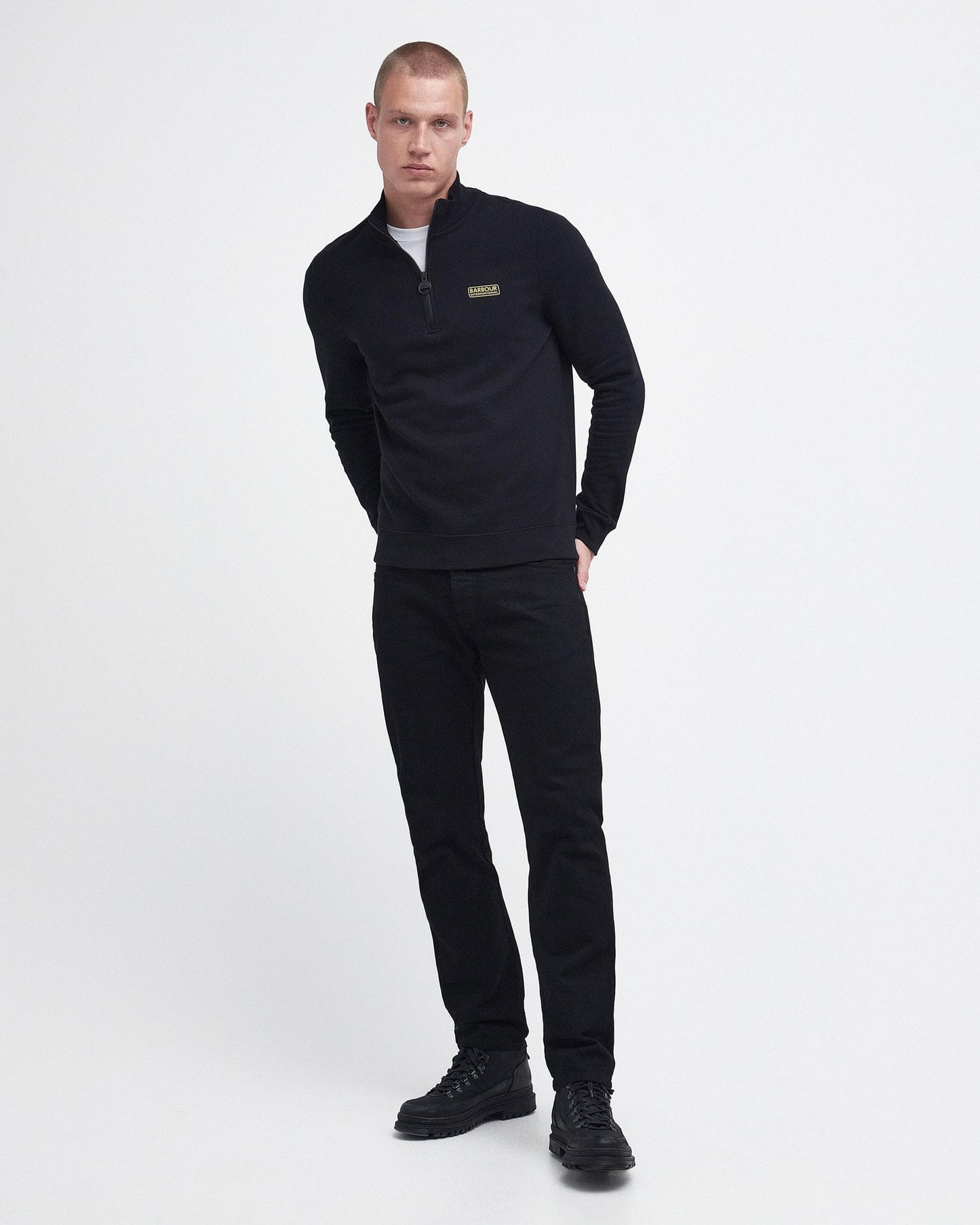 Barbour International Essential Half-Zip Mens Sweatshirt - Black