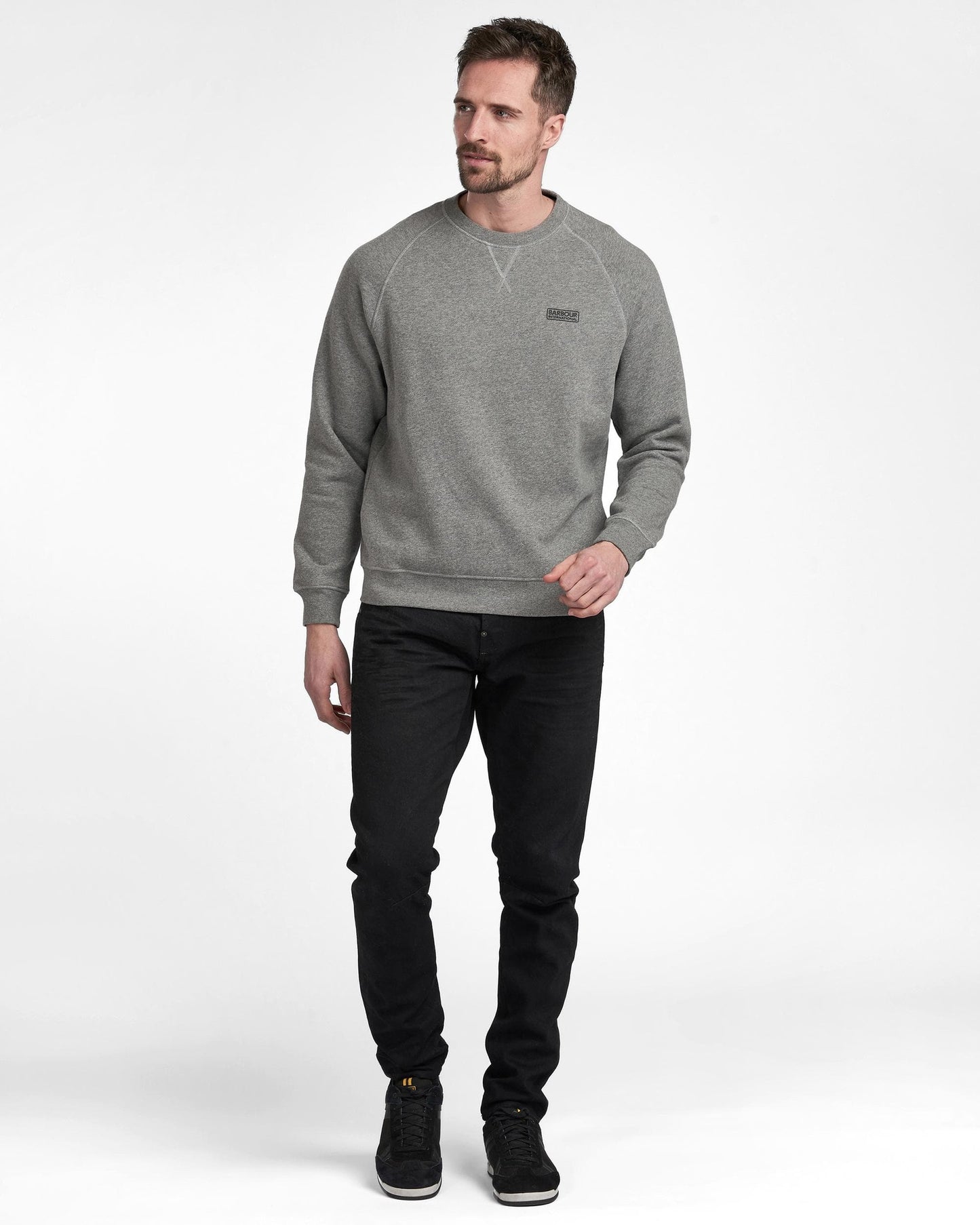 Barbour International Essential Crew Mens Sweatshirt - Anthracite Marl