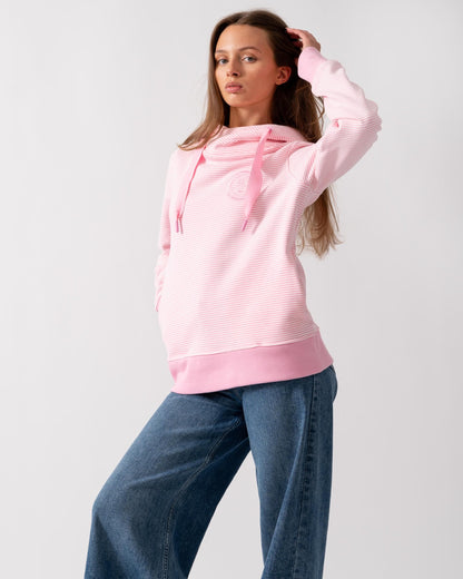 Joules Rushton Womens Cowl Neck Hoodie - Pink Stripe